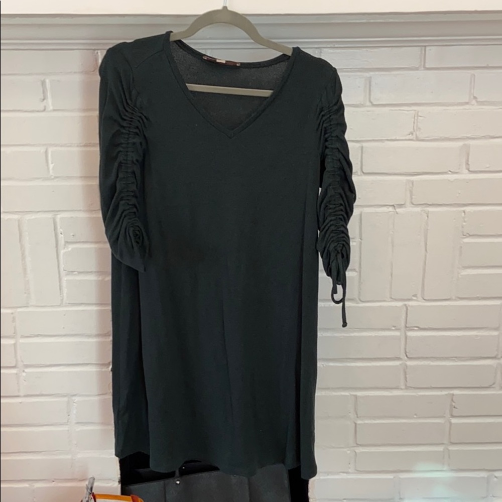 ruched sleeve sweater dress
